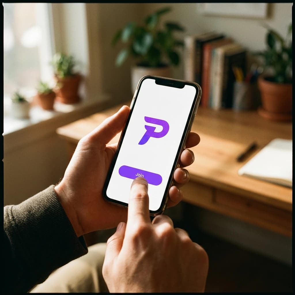 Person tapping their phone to join the affiliate program